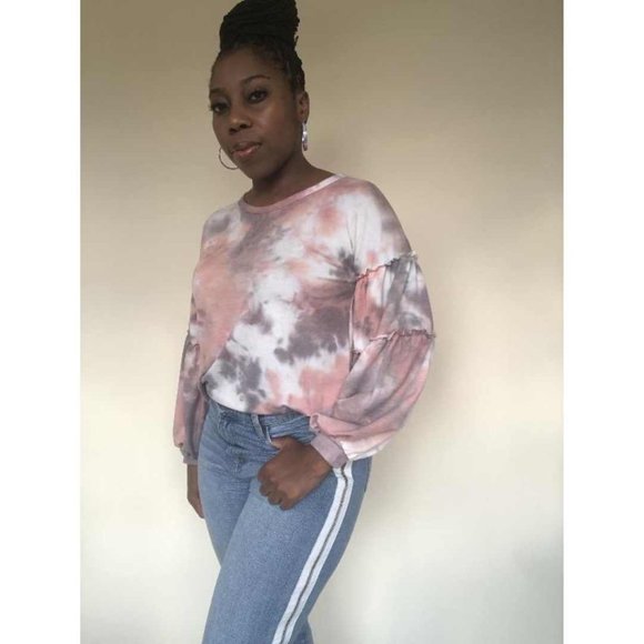 (NWT) Tie Dye Balloon Sleeve Sweater - Picture 3 of 5